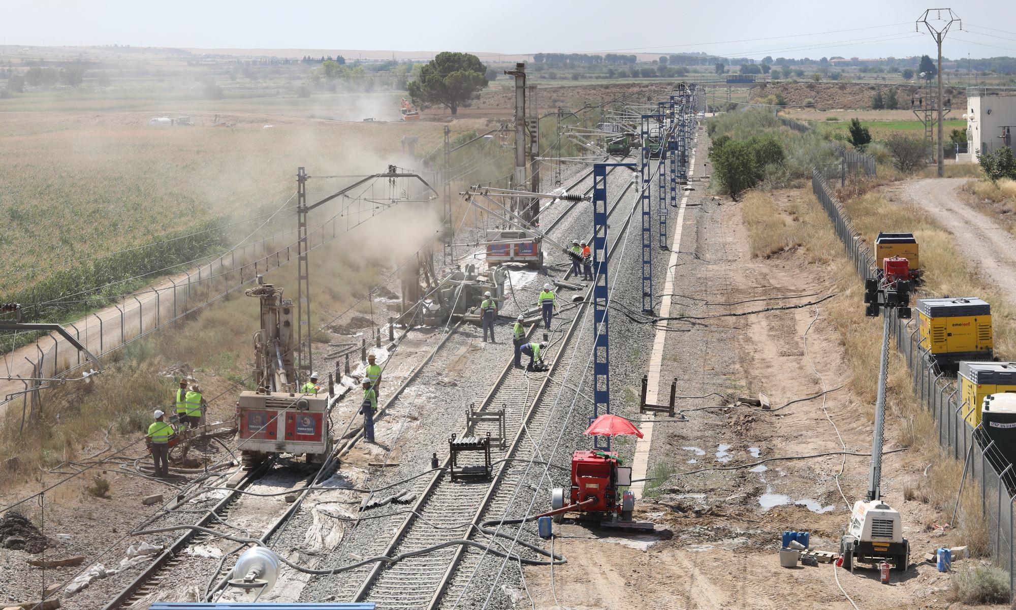 Las obras de Adif en Zuera, a toda máquina