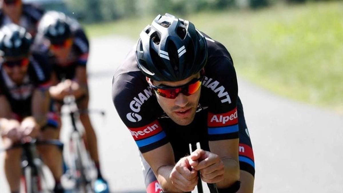 El equipo Giant, con Dumoulin al frente, en un entrenamiento en el pasado Tour.