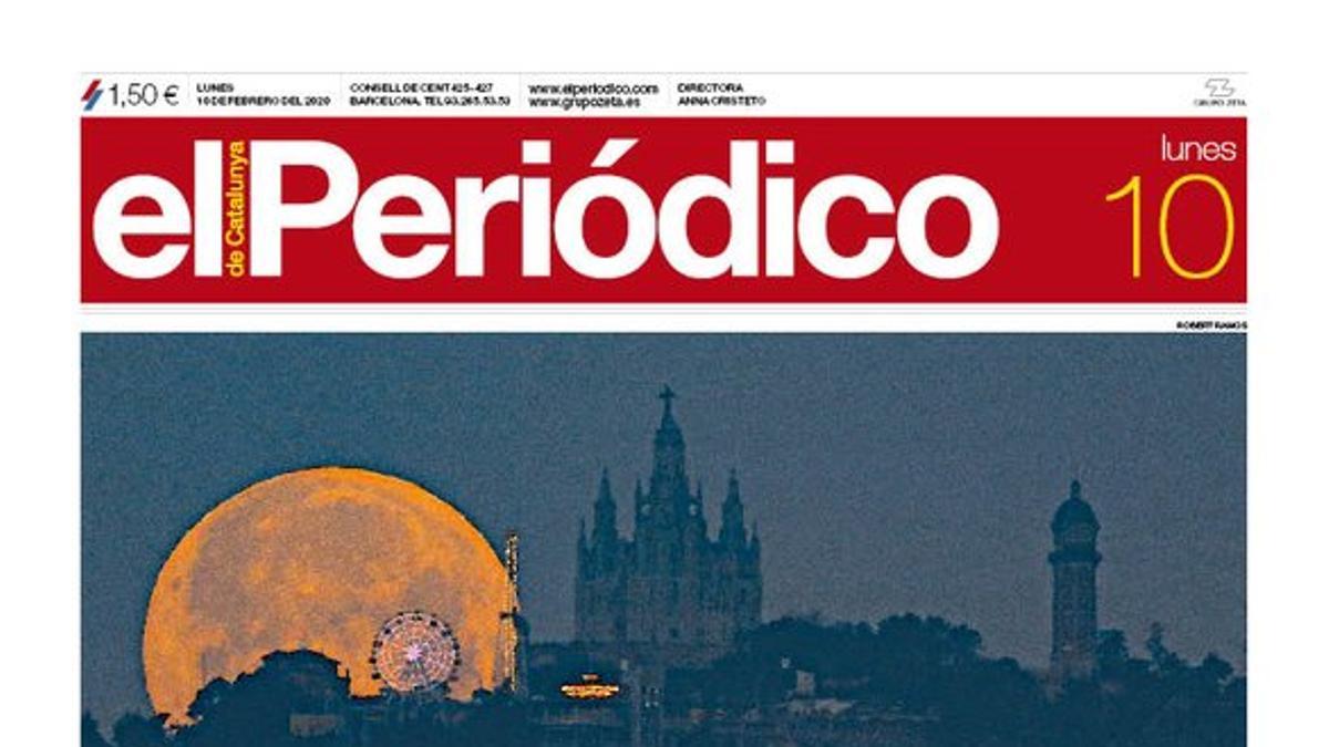 La portada de EL PERIÓDICO del 10 de febrero del 2020