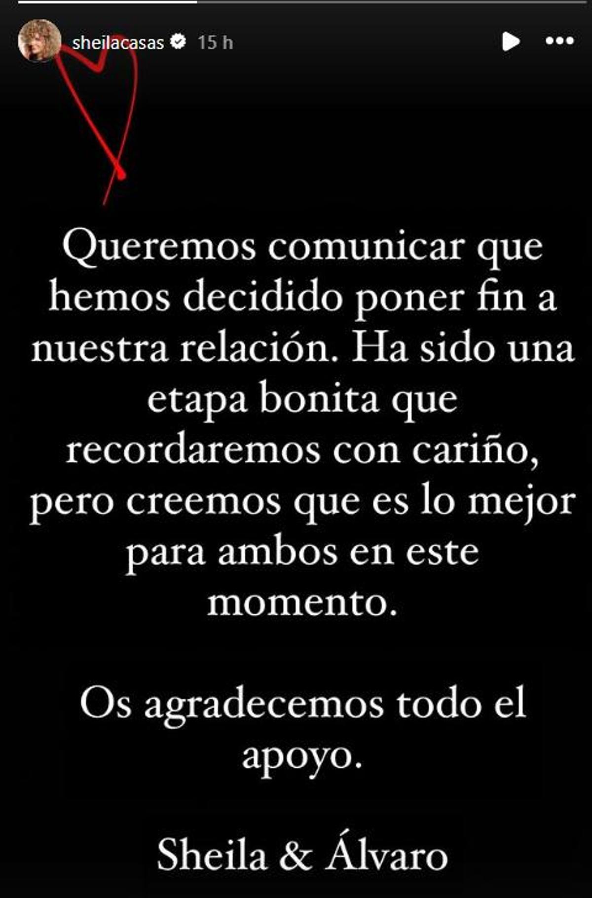 Comunicado de la ruptura.
