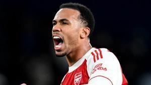 Gabriel, celebrando con efusividad una victoria del Arsenal