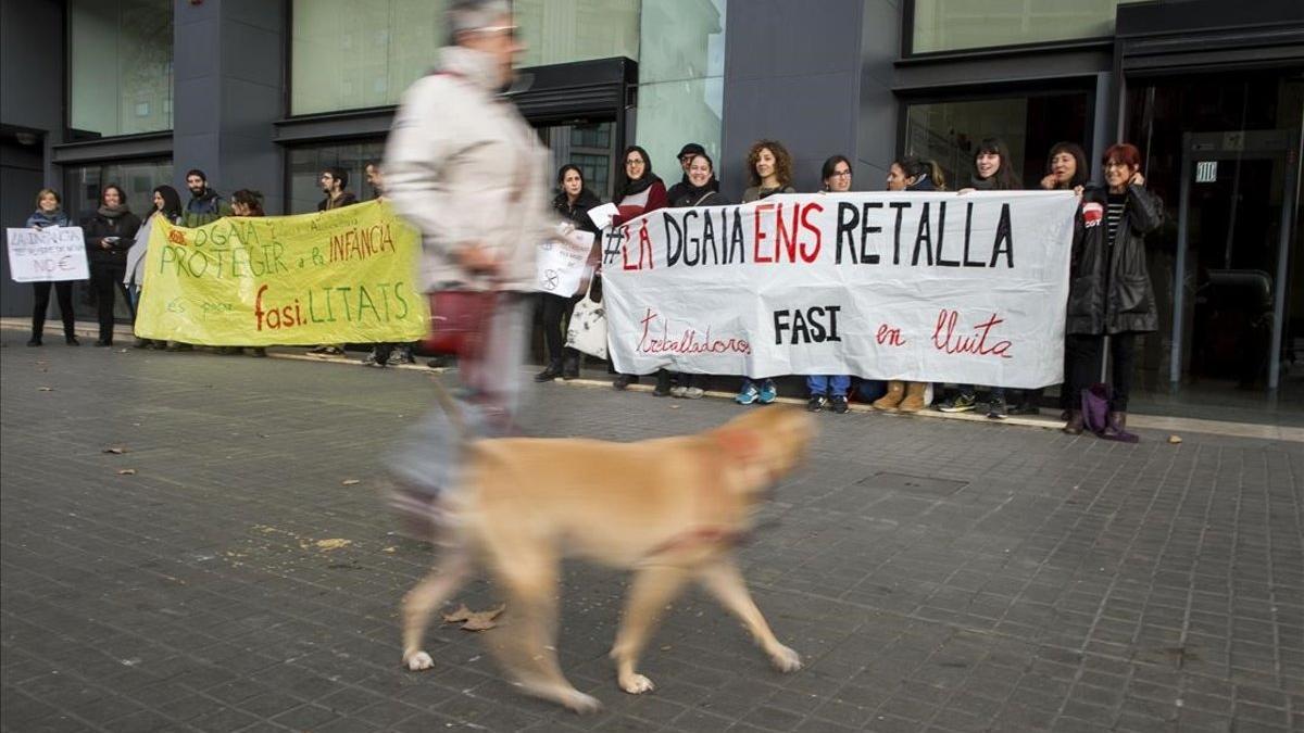 Protesta de los trabajadores de la DGAIA, en diciembre de 2016