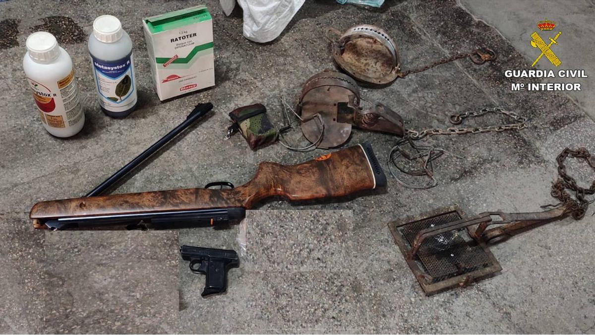 Armas y plaguicidas intervenidos por la Guardia Civil en Alcoy