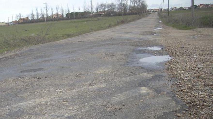 Tramos de la carretera que une Morales del Vino con Entrala .