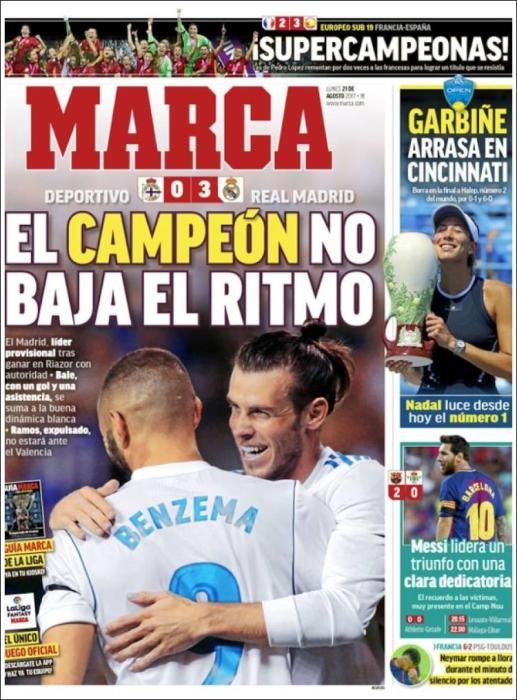 Portadas deportivas del lunes 21 de agosto