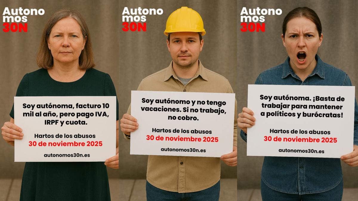 Imatges per anunciar la manifestació convocada per la Plataforma per la Dignitat dels Autònoms.