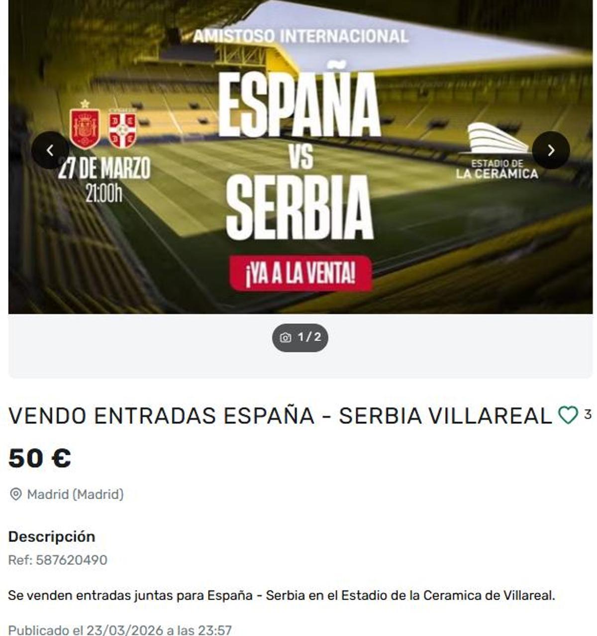 Imagen de otro anuncio de reventa.