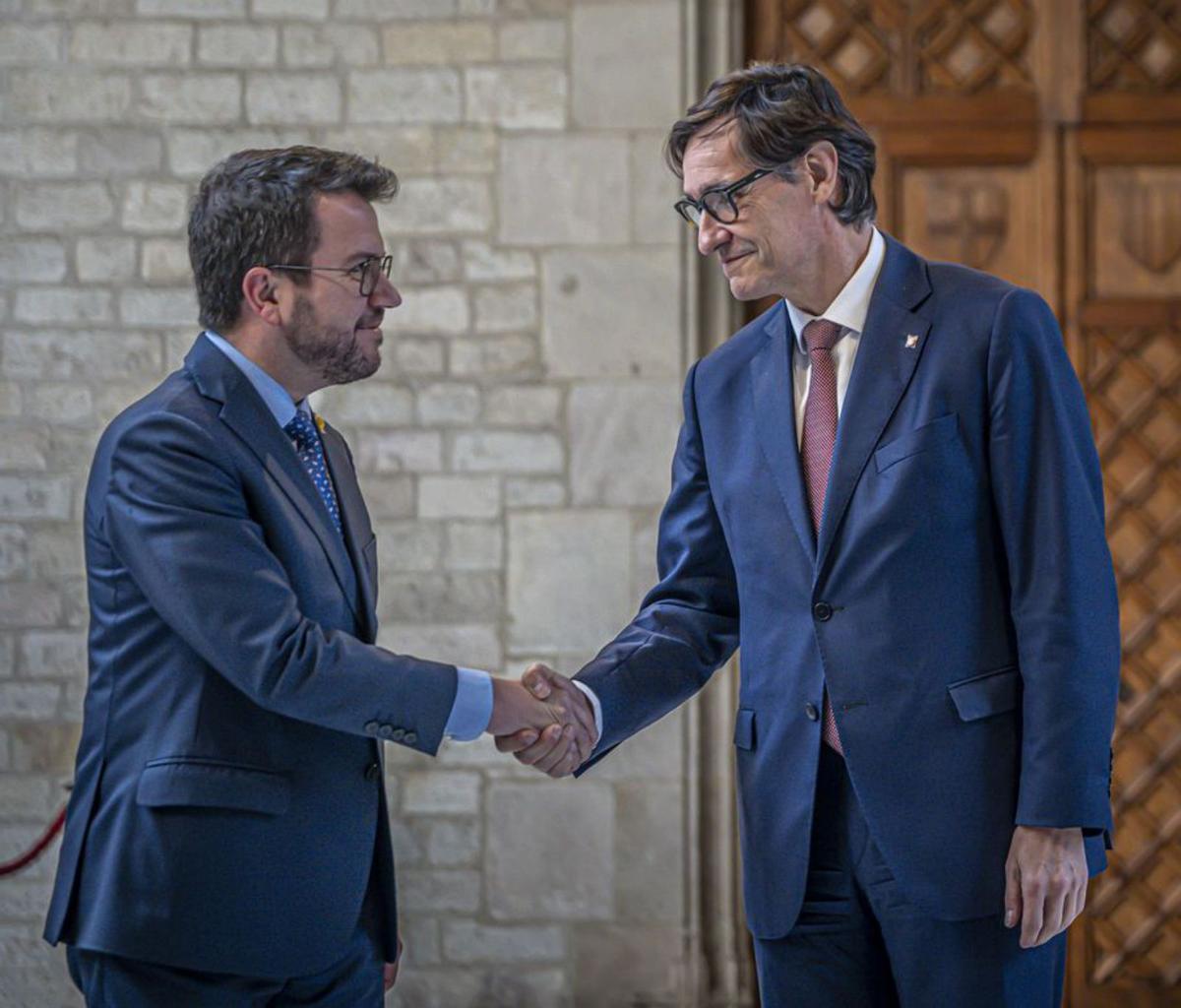 Pere Aragonès i Salvador Illa, al Palau de la Generalitat. | MANU MITRU