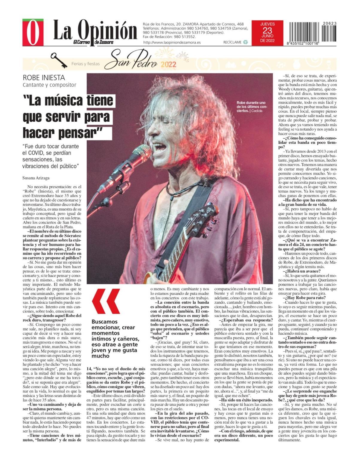 Entrevista a Robe Iniesta durante las Ferias y Fiestas de San Pedro 2022