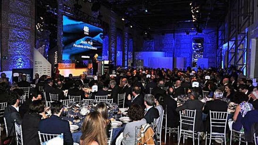 El presidente de Prensa Ibérica, Javier Moll, durante su intervención en la gala del martes.