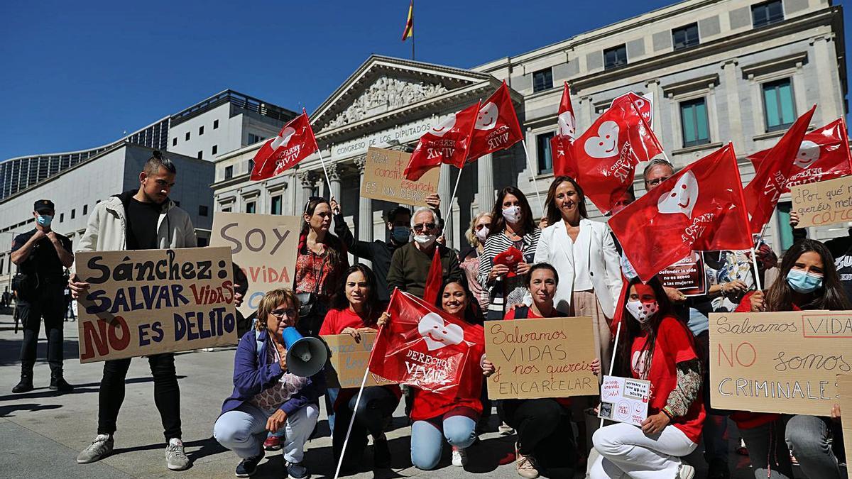 Grupos provida se concentraron ayer a las puertas del Congreso. |   // I.INFANTES