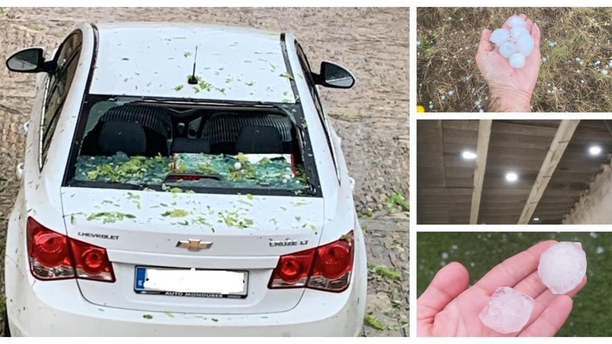 Granizo en Castellón: Lunas rotas y bolas como pelotas de golf en varios municipios