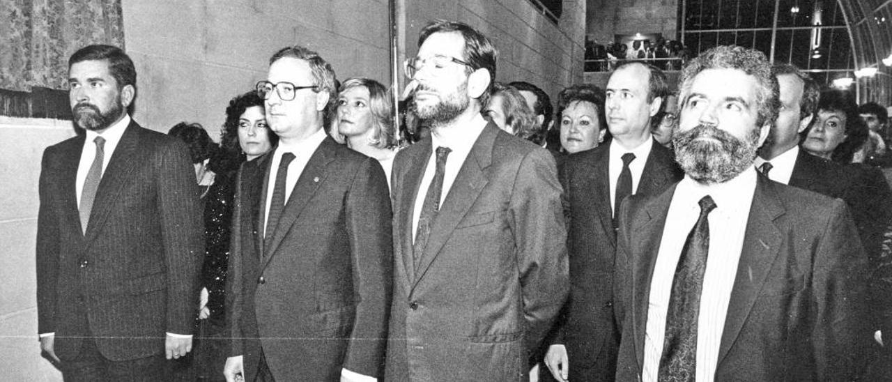 Joan Lerma, Ricard Pérez Casado, Javier Solana y Vicent Garcés, el 25 de abril de 1987.