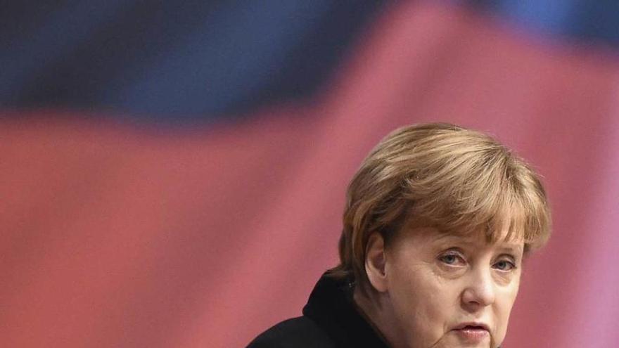 Merkel, durante su intervención en el congreso de su partido, la CDU.