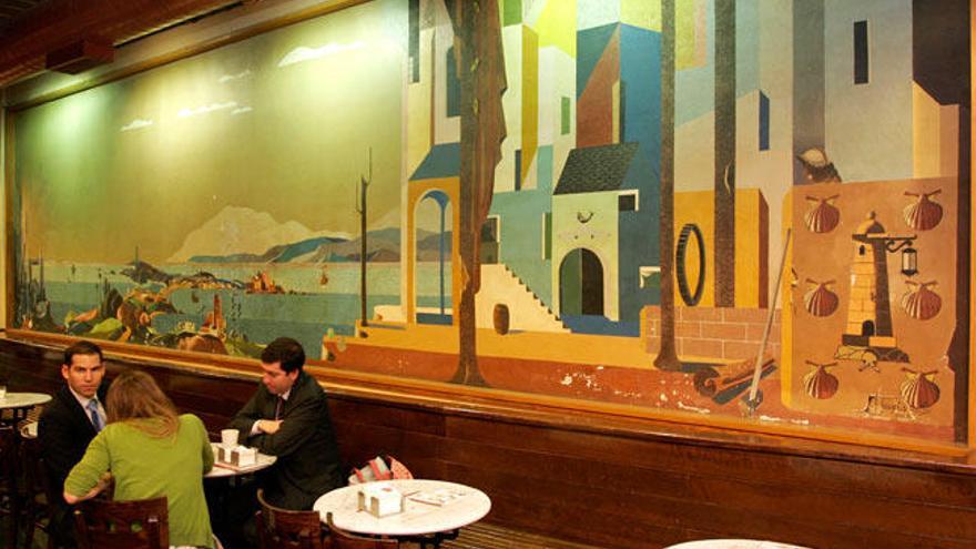 El mural de Lugrís en el antiguo Café Vecchio. // Carlos Pardellas