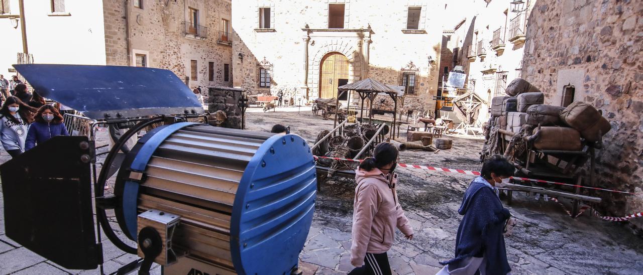 Imagen de la plaza de Santa María, durante el anterior rodaje de ‘La casa del dragón’.