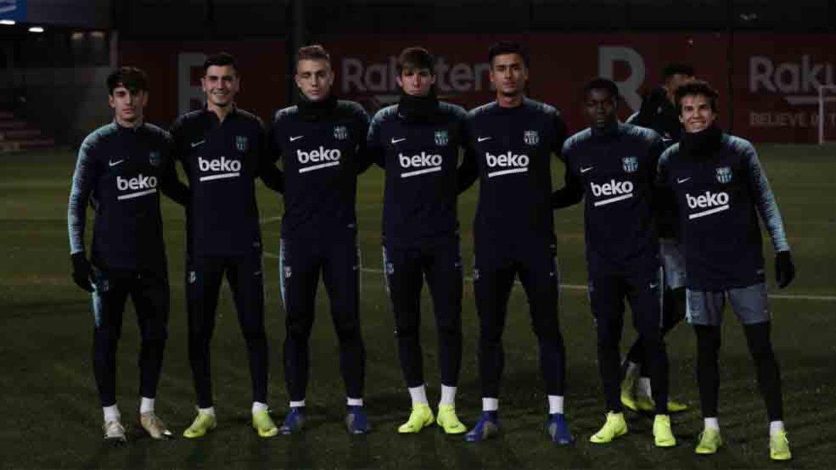 Los siete canteranos que se entrenaron este miércoles con el primer equipo del Barça