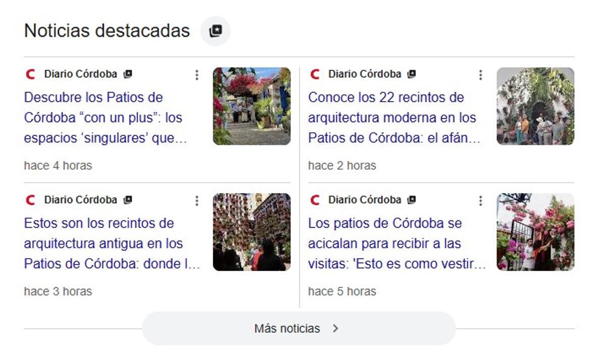 Noticias destacadas en el buscador de Google.