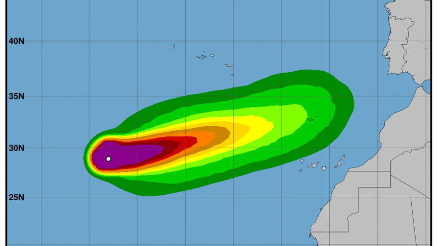 Posible trayectoria de la tormenta tropical Theta