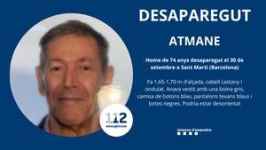 Mossos piden ayuda para encontrar a un ciudadano desaparecido en Sant Martí (Barcelona).