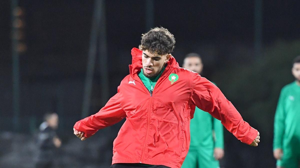 Ez Abde en el entrenamiento de Marruecos del pasado domingo