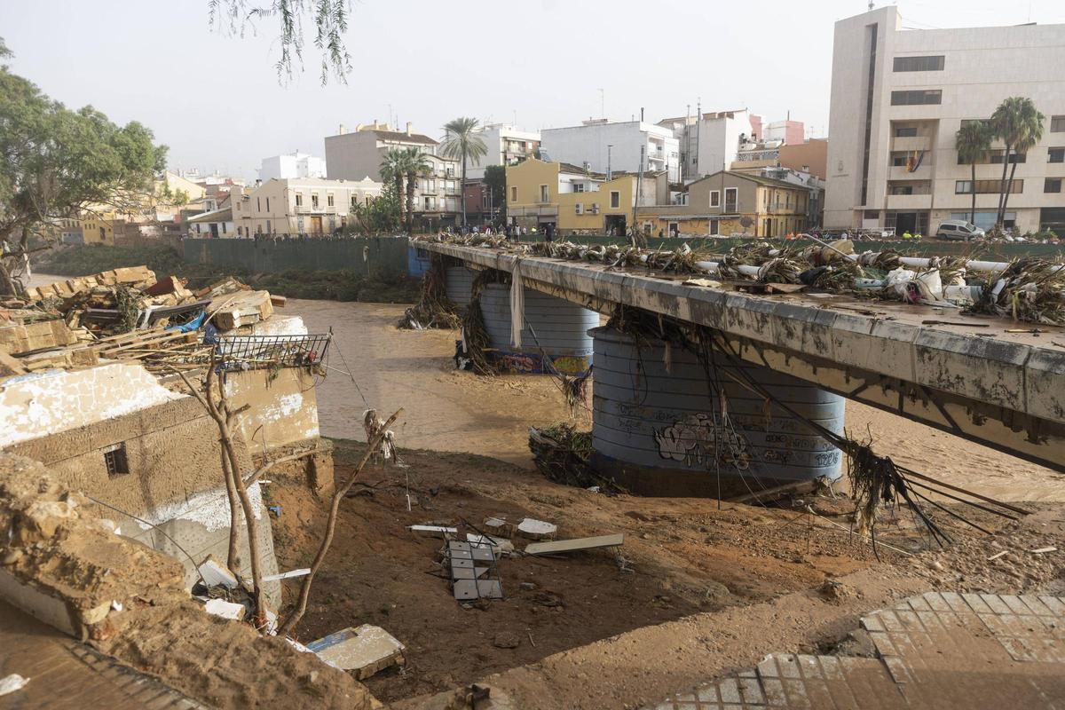 Barranco de Torrent o del Poyo a su paso por Paiporta, en una imagen captada el 30 de octubre de 2024.