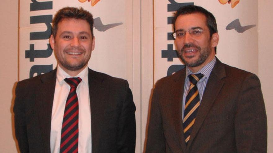 Raúl Suárez y Carlos Arrabal, ayer en Málaga.