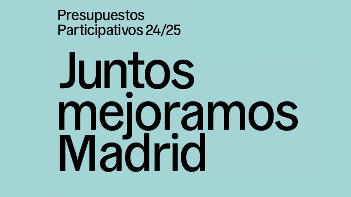 Cartel informativo de los nuevos presupuestos participativos del Ayuntamiento de Madrid.