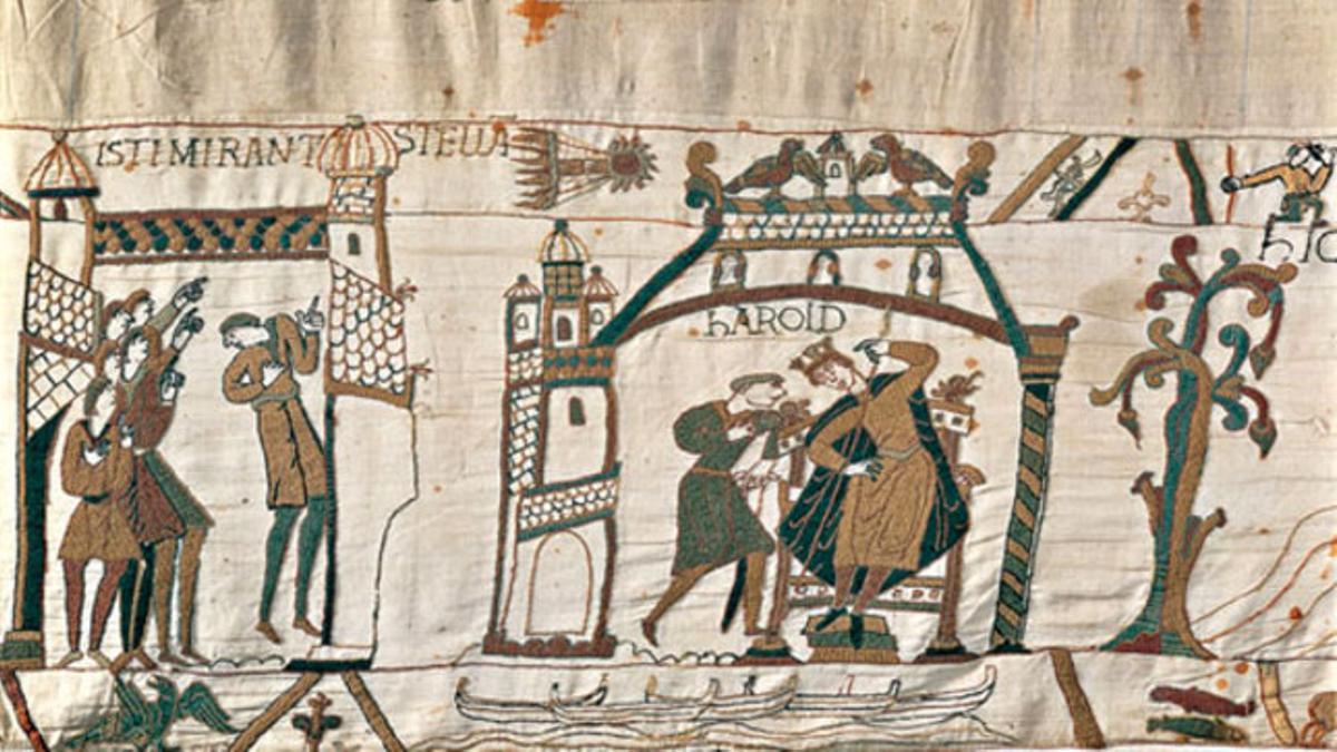 El tapiz de Bayeux, del siglo XI, con una ilustración sobre el paso del cometa Halley.