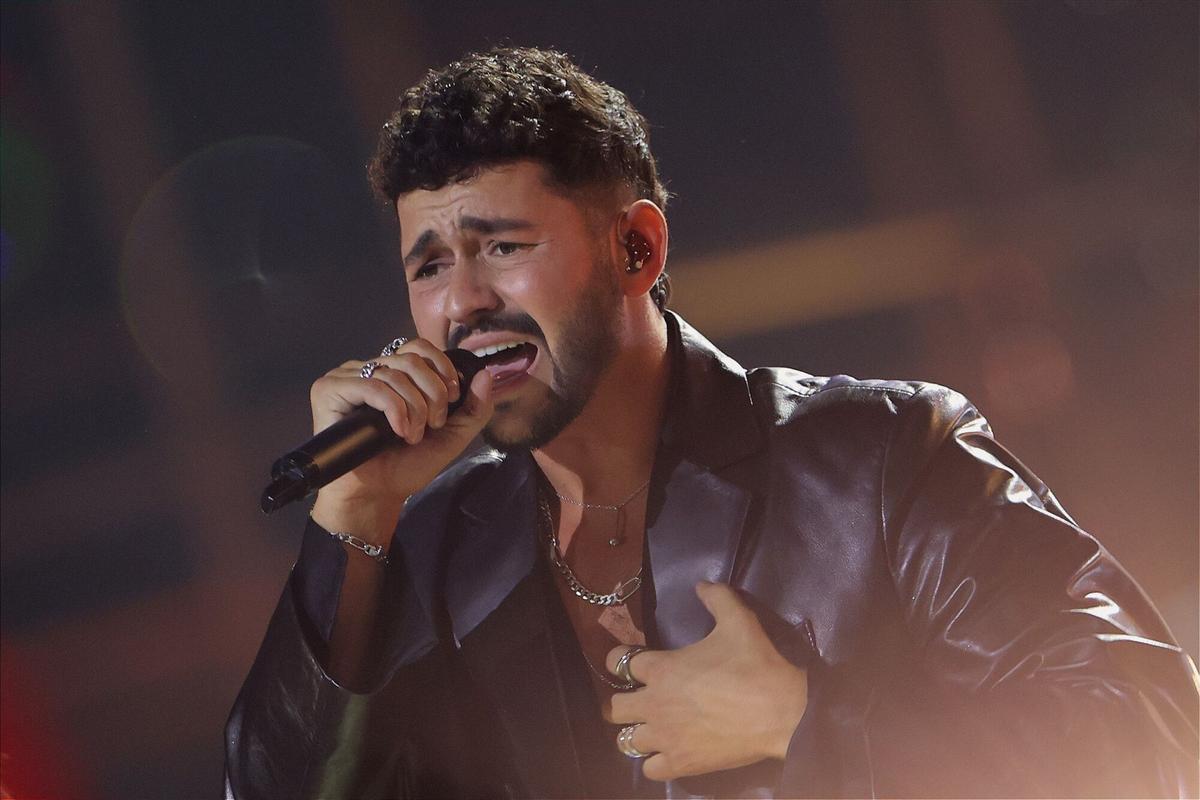 16 May 2026, Austria, Vienna: Noam Bettan from Israel, performs the song "Michelle" on the stage during the final of the 70th Eurovision Song Contest (ESC) at the Wiener Stadthalle. Photo: Jens Büttner/dpa 16/05/2026 ONLY FOR USE IN SPAIN. Jens Büttner/dpa;music;entertainment;Eurovision Song Contest final