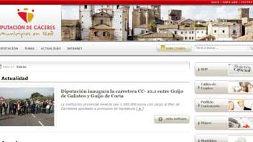 La Diputación de Cáceres estrena web, en la que dará servicio a los ayuntamientos y ciudadanos