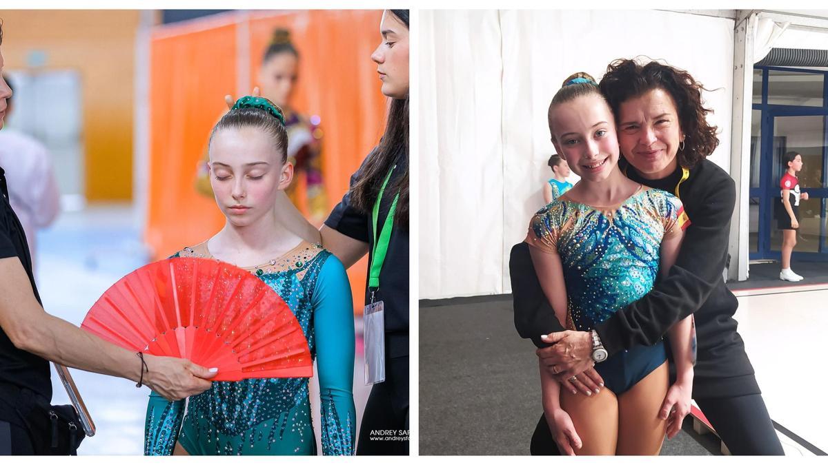 La joven Leyre Mahiques Benavent y su entrenadora Loles Ballester Francés, de la secció de gminasia del Club Taekwondo Xàtiva, reciben el reconocimiento