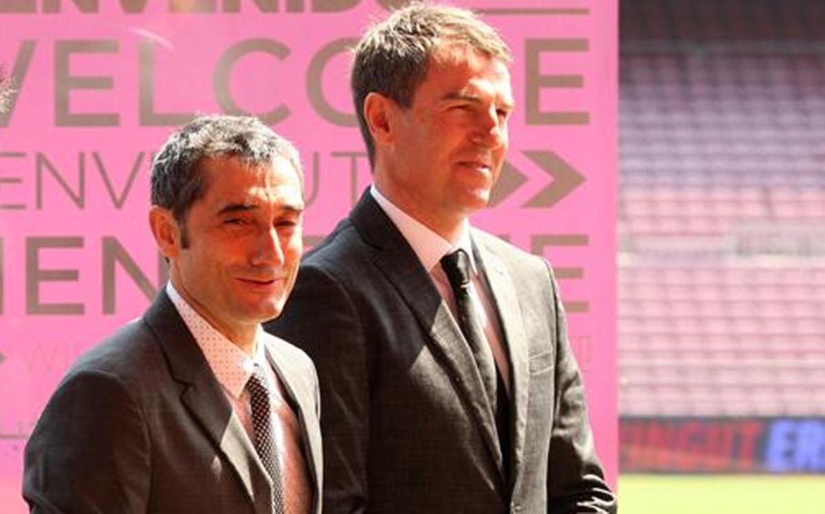 Ernesto Valverde y Robert Fernández trabajan codo con codo en el FC Barcelona