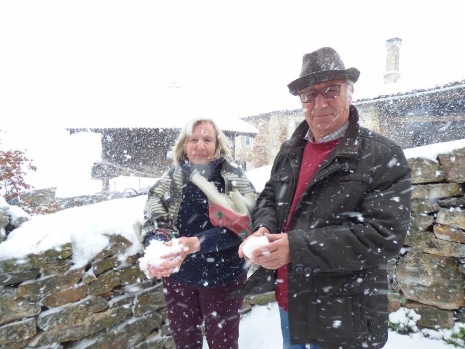 Primera nevada de la primavera o última del invierno en Genestoso, Cangas del Narcea