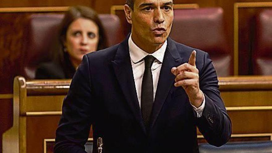 Pedro Sánchez, ayer en el Congreso. E.P.