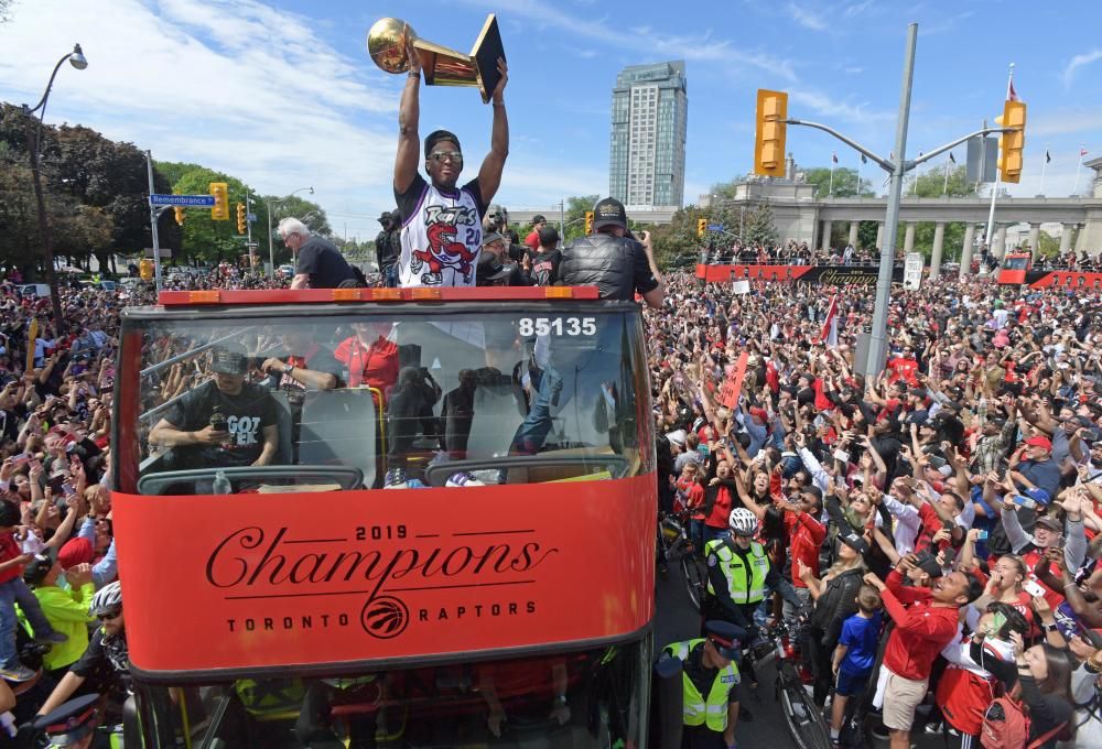 Los Raptors celebran el título de la NBA