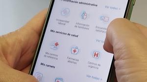 Vista del nuevo diseño de la Tarjeta Sanitaria Virtual (TSV) de Madrid.