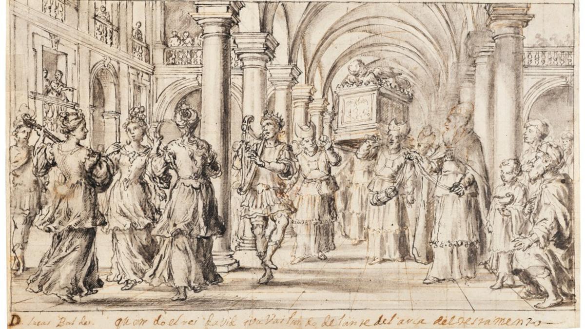 Uno de los dibujos de Lucas Valdés expuestos en el Museo de Bellas Artes de Córdoba.