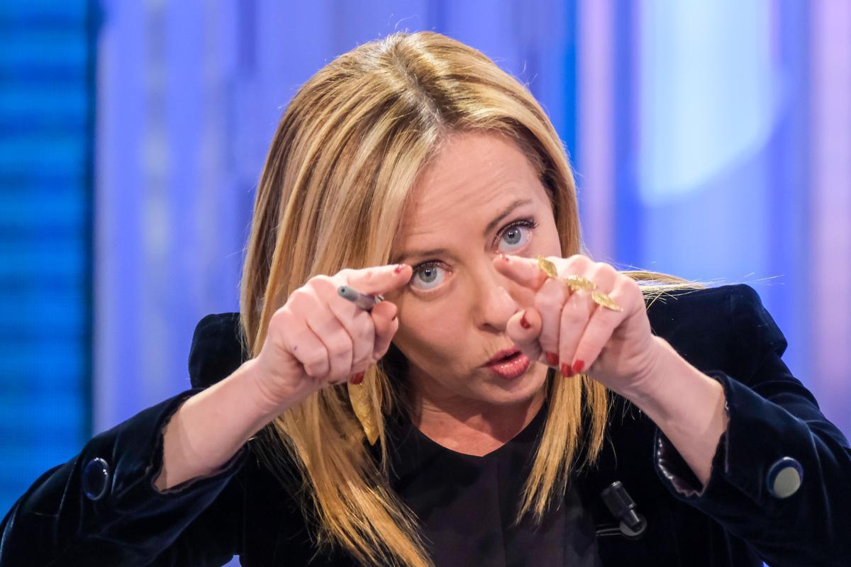 La primera ministra italiana, Giorgia Meloni, durante su intervención en un programa de la televisión italiana, el pasado 22 de diciembre.