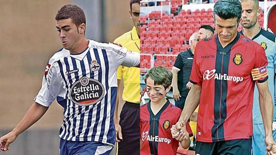 Dani Rodriguez, a la izquierda, en su etapa en el Fabril, filial del Depor; MartÃ­, el dÃ­a de su despedida.