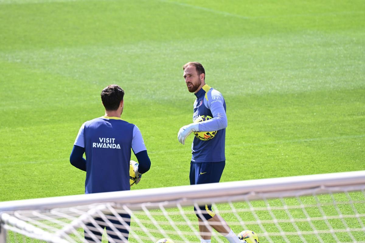 Jan Oblak, en el entrenamiento del Atlético.
