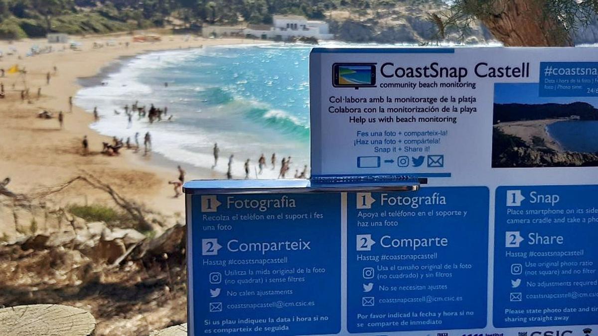 L’estació CoastSnap de la platja de Castell de Palamós, que permet seguir el progrés de la platja de les pròximes dècades. | IMC