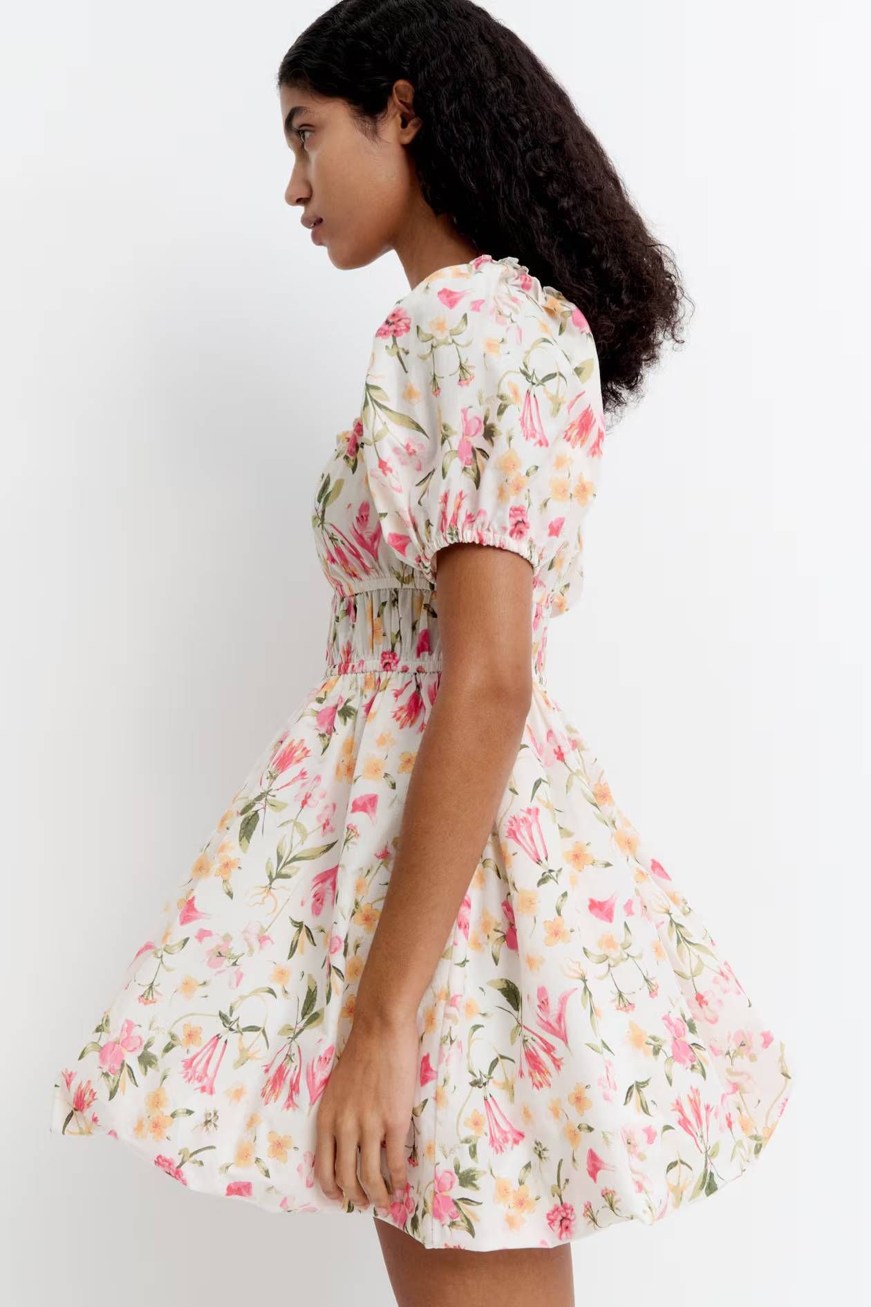 Vestido de algodón con bajo burbuja