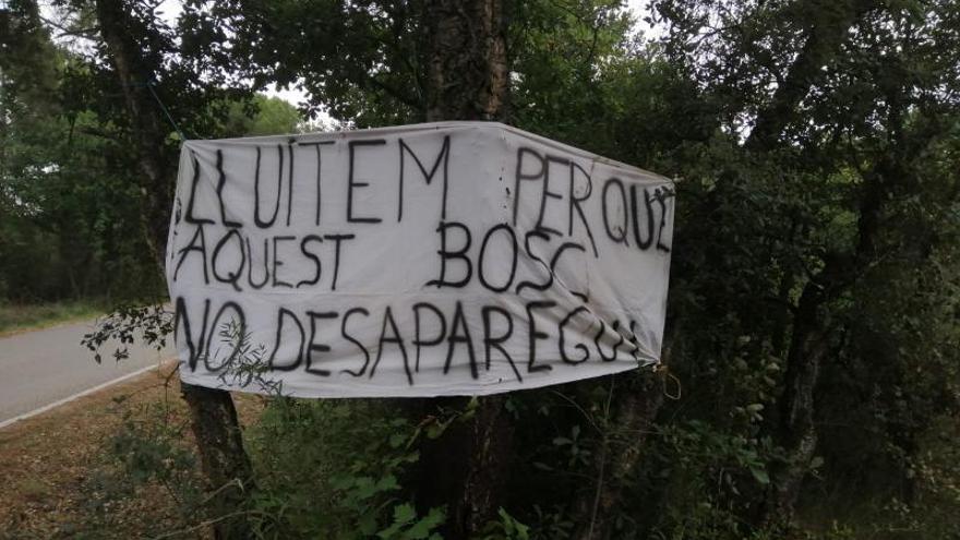 Els veïns de can Cadell han penjat pancartes demanant la conservació del bosc. | IMATGE CEDIDA