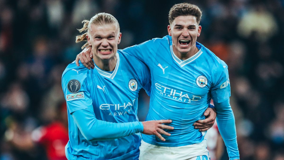 Erling Haaland y Julián Álvarez, en la remontada del Manchester City