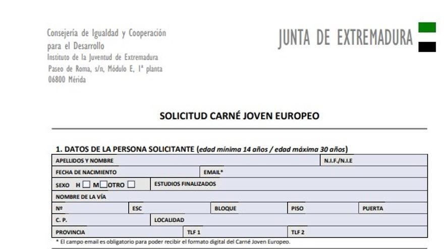 Solicitud Carné Joven Europeo