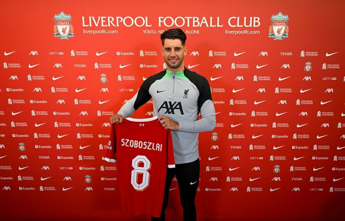 Szoboszlai, en su presentación como jugador del Liverpool