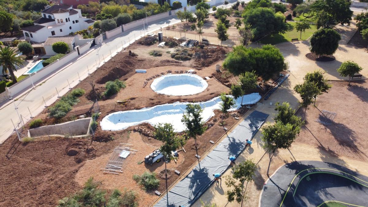 Vista aérea del jardín El Caragol en la zona pública de Tossals de Ondara