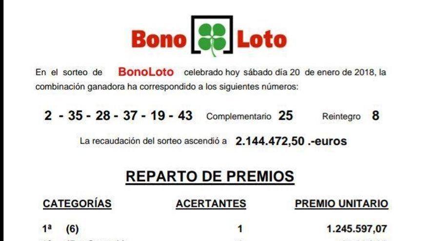 La BonoLoto deja en Vila-real más de un millón