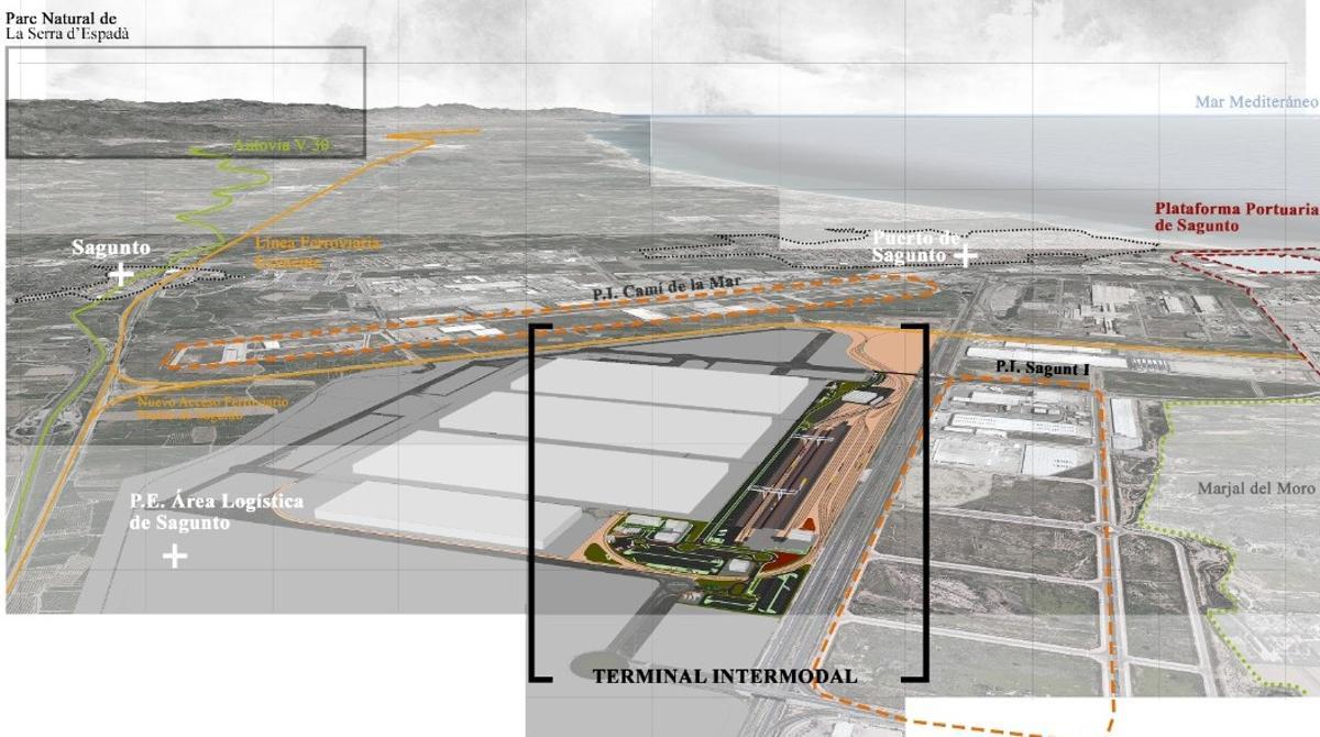 Recreación de la plataforma intermodal de Parc Sagunt II.